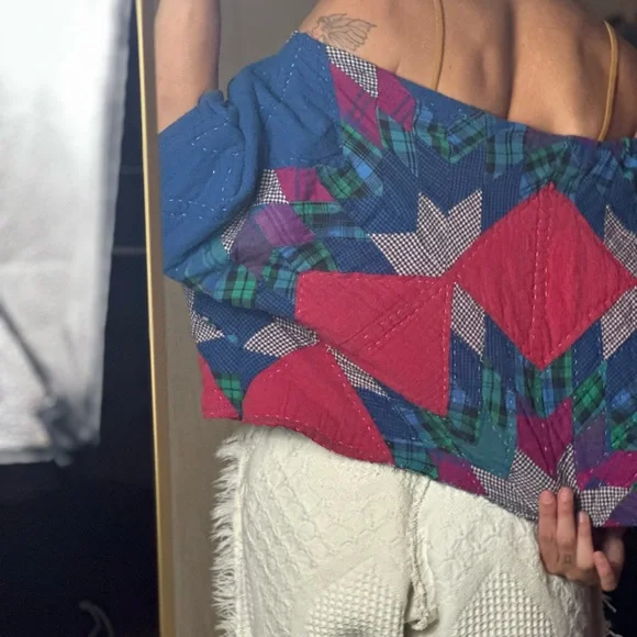 Colorful Patchwork Poncho Top - Picture 5 of 9